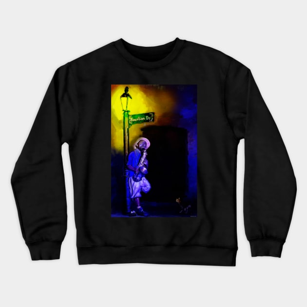 The Sax Player Crewneck Sweatshirt by kenmo